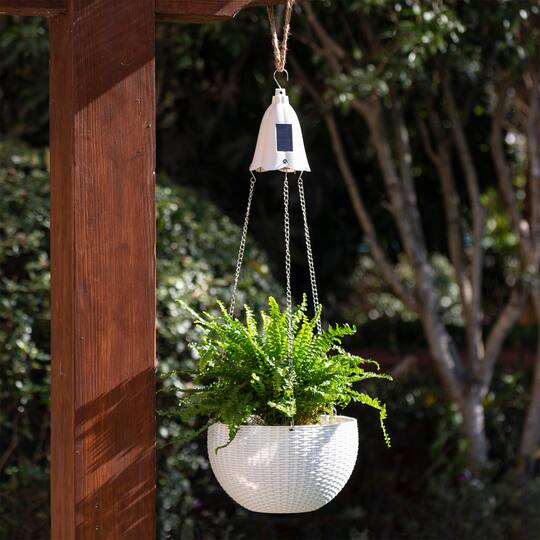 Glitzhome® 30" Solar Lighted Plastic Hanging Planter